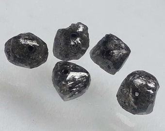 3.25M to 4.25M Size 2.00 Carat Lots 100% Genuine Natural Superb Full Light Black Beads Type Uncut Diamond 5 PCs Lot Drilled Rough..