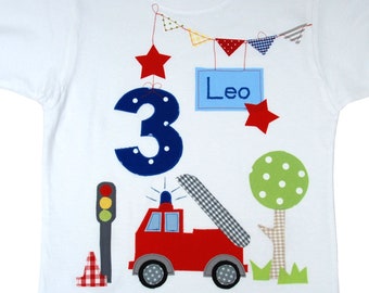 Geburtstagsshirt - Meine kleine Feuerwehr -  Shirt für Jungen  Feuerwehr Feuerwehrauto mit Name mit Zahl personalisiert