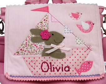 Kindergartenrucksack mit Namen - Ahoi, Hase Rosa!- Rucksack für Kinder personalisiert Kindertasche Mädchenrucksack Hasenrucksack Ostern