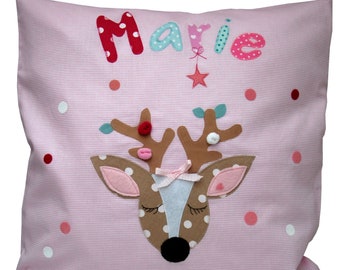 Name pillow -Deer- Personalized pillow, pillow with name, children's pillow, baby gift, baptism, birth, children's birthday, Christmas baby
