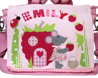 Kindergartenrucksack mit Namen- Maus- Mausrucksack, Rucksack Rosa, Mädchenrucksack, Taufgeschenk, personalisiert, Kindergarten, Mädchen