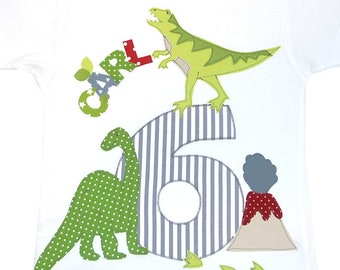 Camisa de cumpleaños dinosaurio - camisa con nombre número dino camisa de niño, cumpleaños de niños, camisa de niños, fiesta de dinosaurio, camisa de número T-Rex