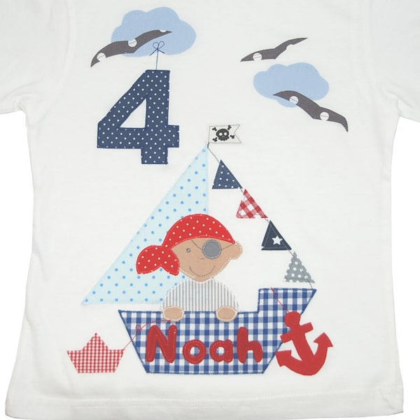 Geburtstagsshirt: Kleiner Pirat, Geburtstagsgeschenk, Piratenparty, Kindergeburtstag, Shirt mit Namen, Piratenshirt, Kindershirt,Jungenshirt