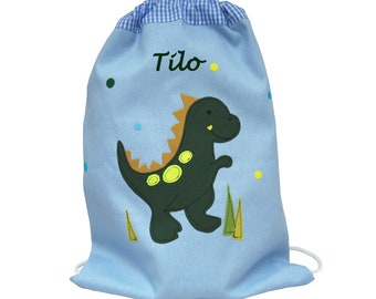 Gym bag / change of laundry bag - dinosaur, change of clothes, daycare bag, laundry bag, with name, personalized, unique, sport