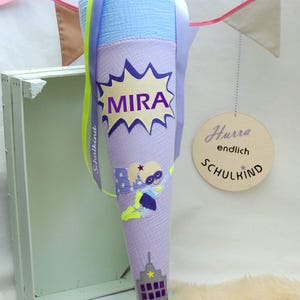 Cartable super-héroïne fille tissu inscription scolaire 2025 écolier rentrée scolaire sac à sucre oreiller personnalisé avec nom héroïne de bande dessinée aventure
