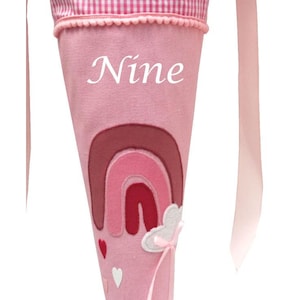 Sac de fratrie arc-en-ciel - 45 cm, cartable pour filles, sac de crèche, écolier, rentrée scolaire, sac à sucre, avec nom, sac de maternelle, rose,