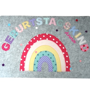 Tovaglietta personalizzata in feltro per compleanno, arcobaleno per bambini - Decorazione per compleanno per bambine, regalo per festa di compleanno