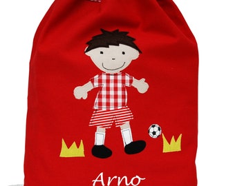 Gym bag / change of clothes bag - soccer - footballer, change of clothes, daycare bag, laundry bag, with name, personalised, unique, sport