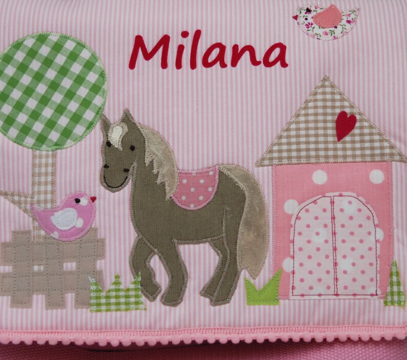 Kindergartenrucksack mit Namen Mein kleines Pony Pferderucksack, Pferd, Rucksack Rosa, Mädchenrucksack, Taufgeschenk Bild 2