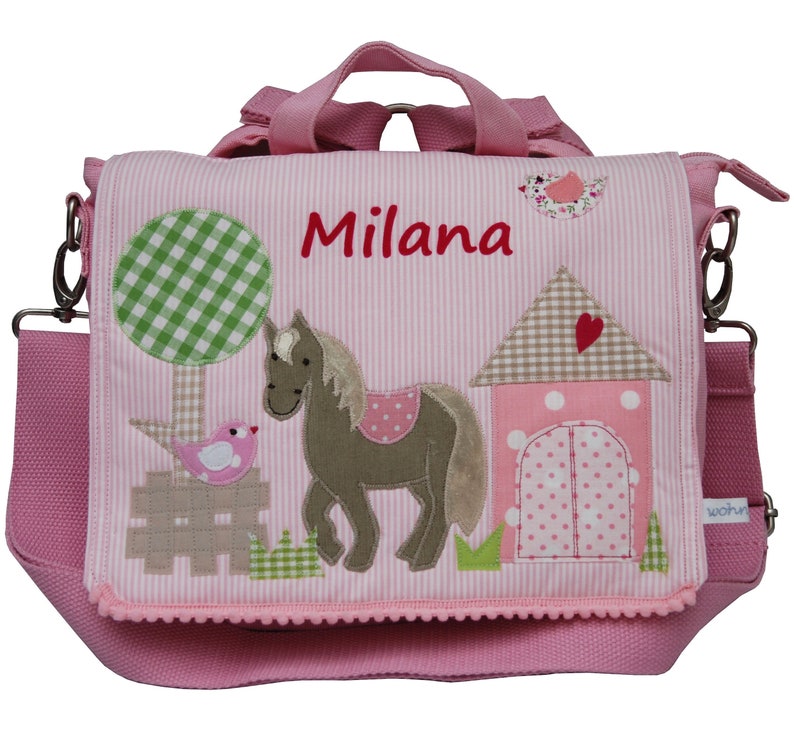 Sac à dos maternelle avec prénom mon petit poney sac à dos cheval, cheval, sac à dos rose, sac à dos fille, cadeau baptême image 1