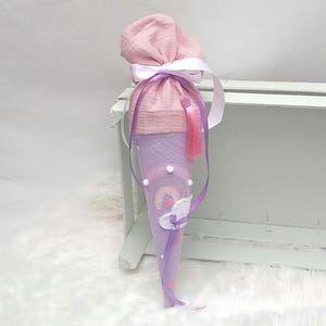 Cône de fratrie arc-en-ciel - cône d'école pour fille, cône de garderie, écolier, rentrée scolaire, cône de bonbons, avec nom, cône de maternelle, personnalisable