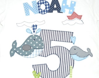 Birthday shirt with name - little whale by wohnzwerg Birthday shirt children, shirt with name, shirt with number, children's birthday
