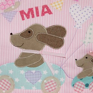 Kindergartenrucksack mit Namen Rosa Hunderennen Rucksack, personalisiert, Kindergartentasche, mit Name, Kindergartenkind, Kinderrucksack Bild 2