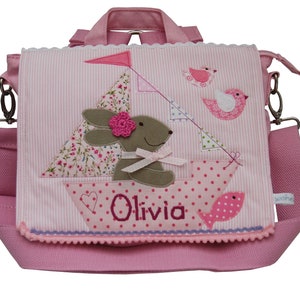 Kindergartenrucksack mit Namen Ahoi, Hase Rosa Rucksack für Kinder personalisiert Kindertasche Mädchenrucksack Hasenrucksack Ostern Bild 6