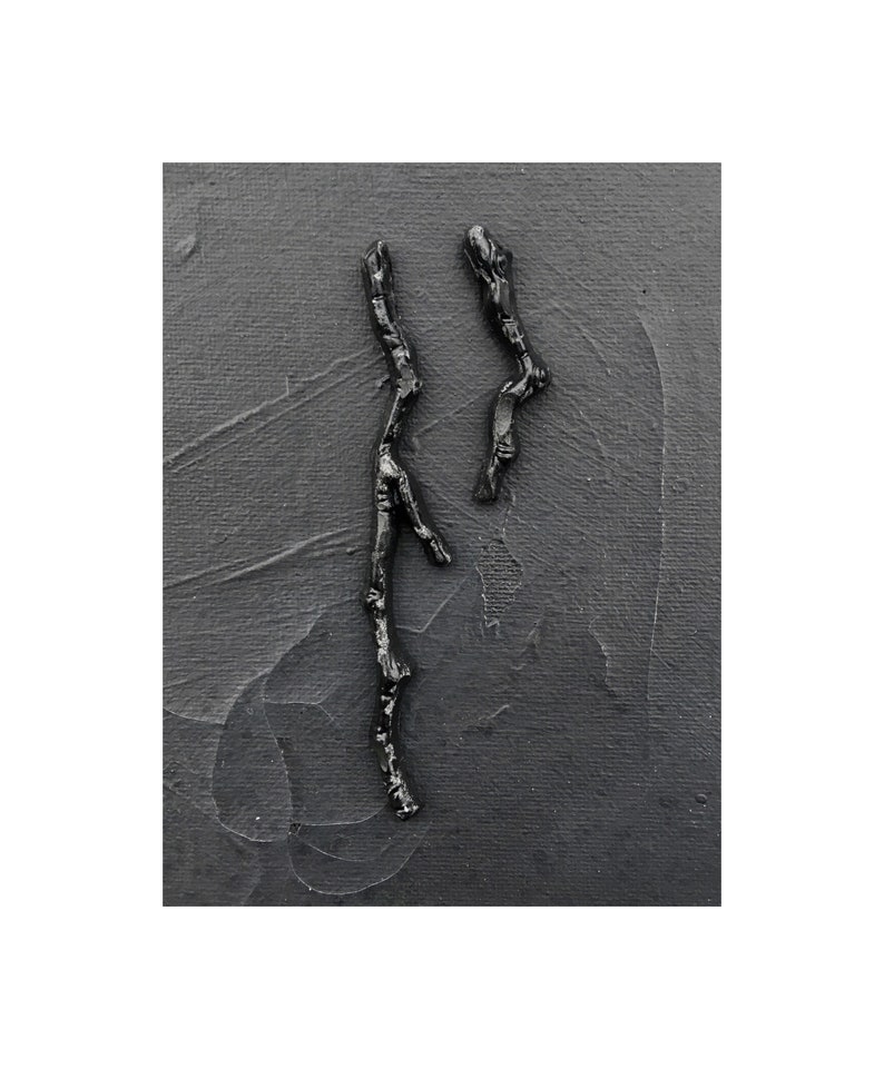 polymer clay earrings Branch earrings asymmetrical earrings