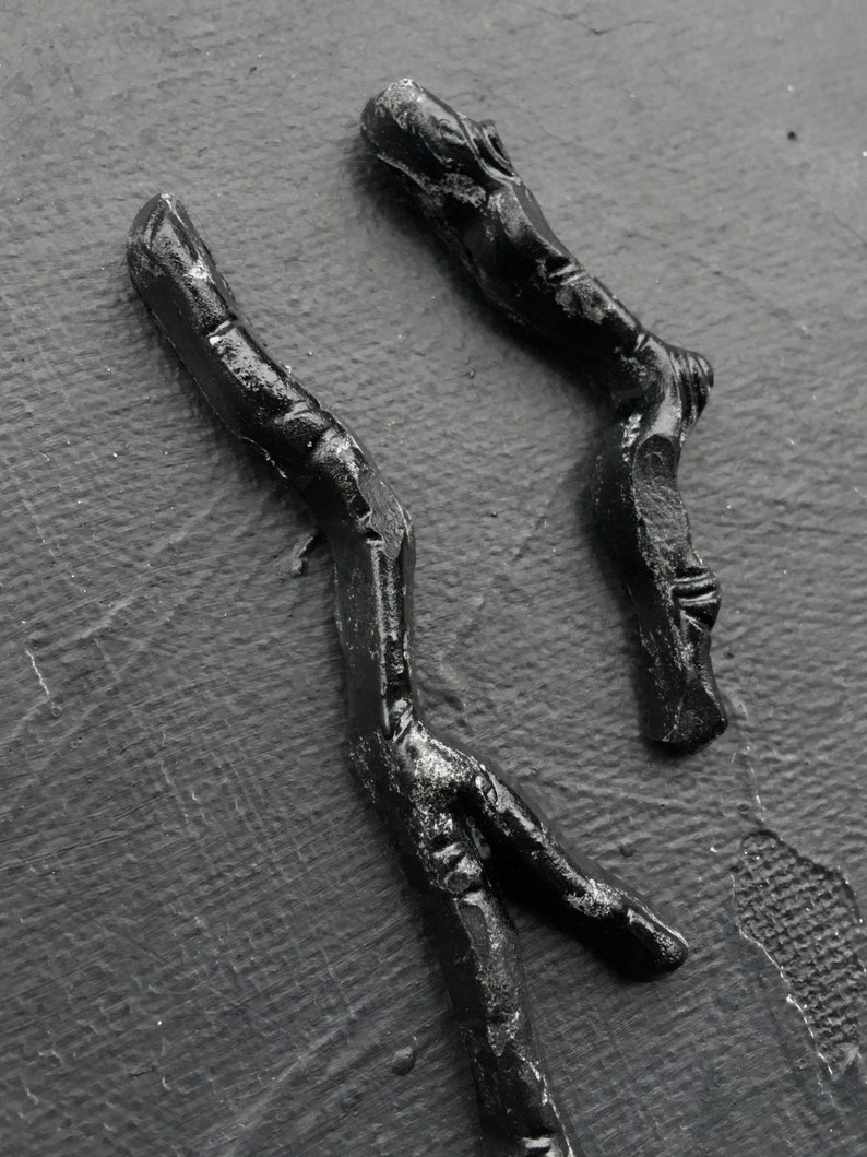 polymer clay earrings Branch earrings asymmetrical earrings