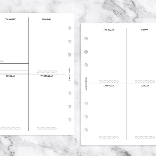 B6 Ring Planner PRINTABLE Undated Weekly Horizontal Planner Etsy