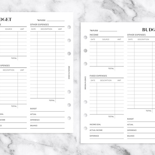 B6 Ring Planner PRINTABLE Budget Planner Insert Etsy