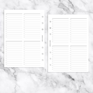 B6 Ring Planner PRINTABLE Quadrant To Do List Planner Insert