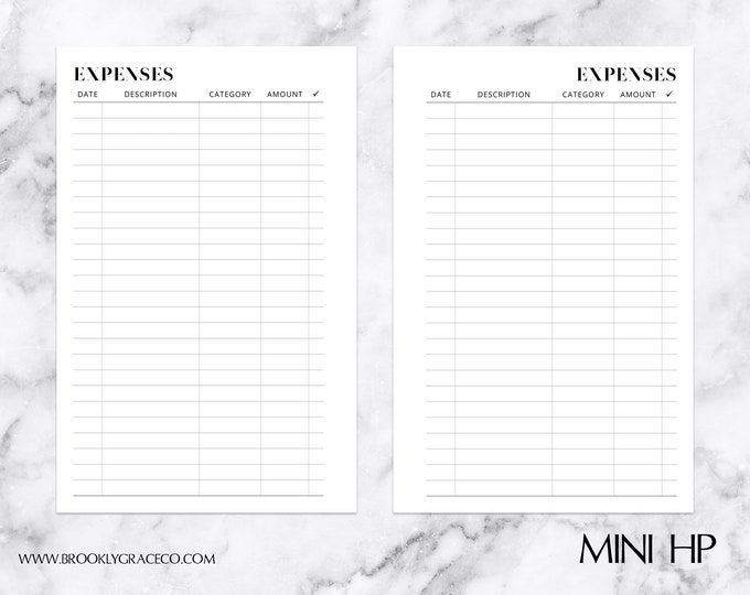 Mini HP PRINTABLE Expense Tracker Planner Insert - Etsy