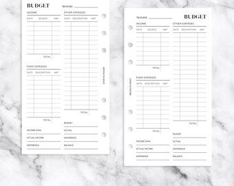 Personal PRINTABLE Budget Planner Insert