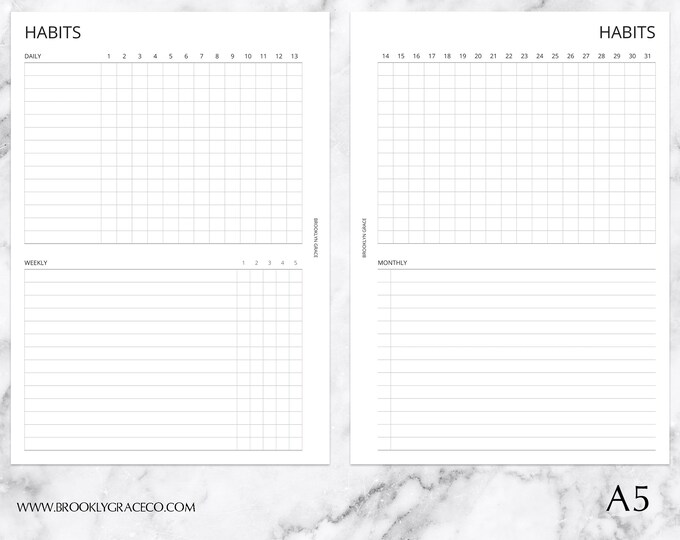A5 PRINTABLE Monthly Habit Tracker Planner Insert - Etsy Australia
