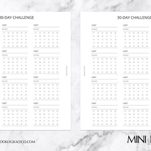 Mini HP PRINTABLE 30 Day Challenge/Habit Tracker Planner Insert