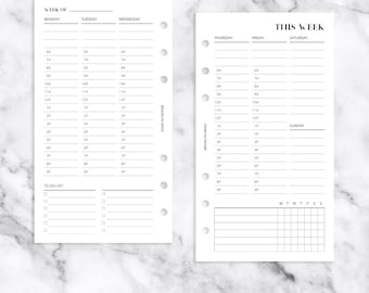 Personal PRINTABLE Undated Weekly Hourly Planner Insert