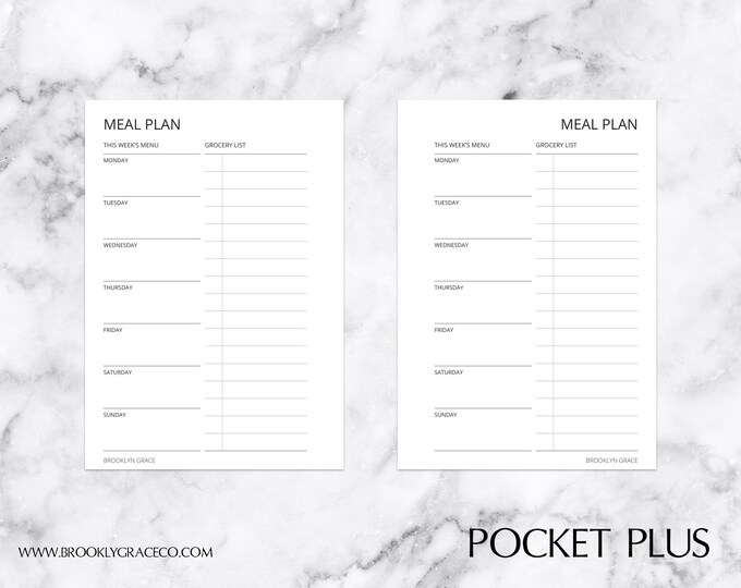 Pocket Plus PRINTABLE Meal Plan Planner Insert - Etsy