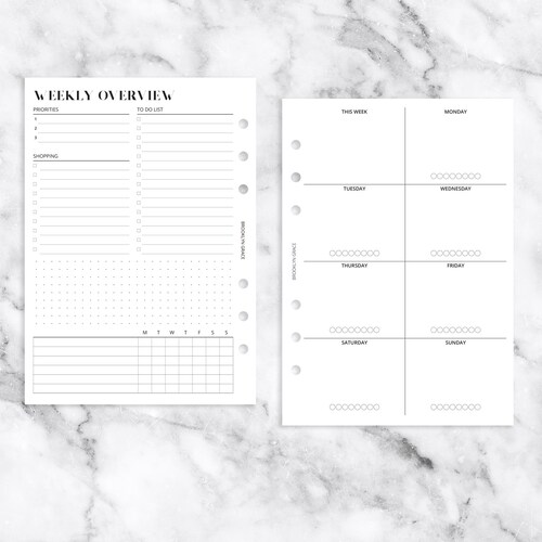 Half Letter PRINTABLE Undated Daily Planner Insert Etsy