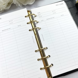 Pet Care Planner Insert || Available in Pocket, Personal, True a6, a5, & Half Letter