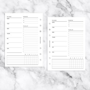 True a6 PRINTABLE Undated Week on 1 page Planner Insert