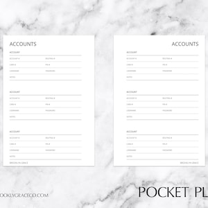 Pocket Plus PRINTABLE Accounts Planner Insert