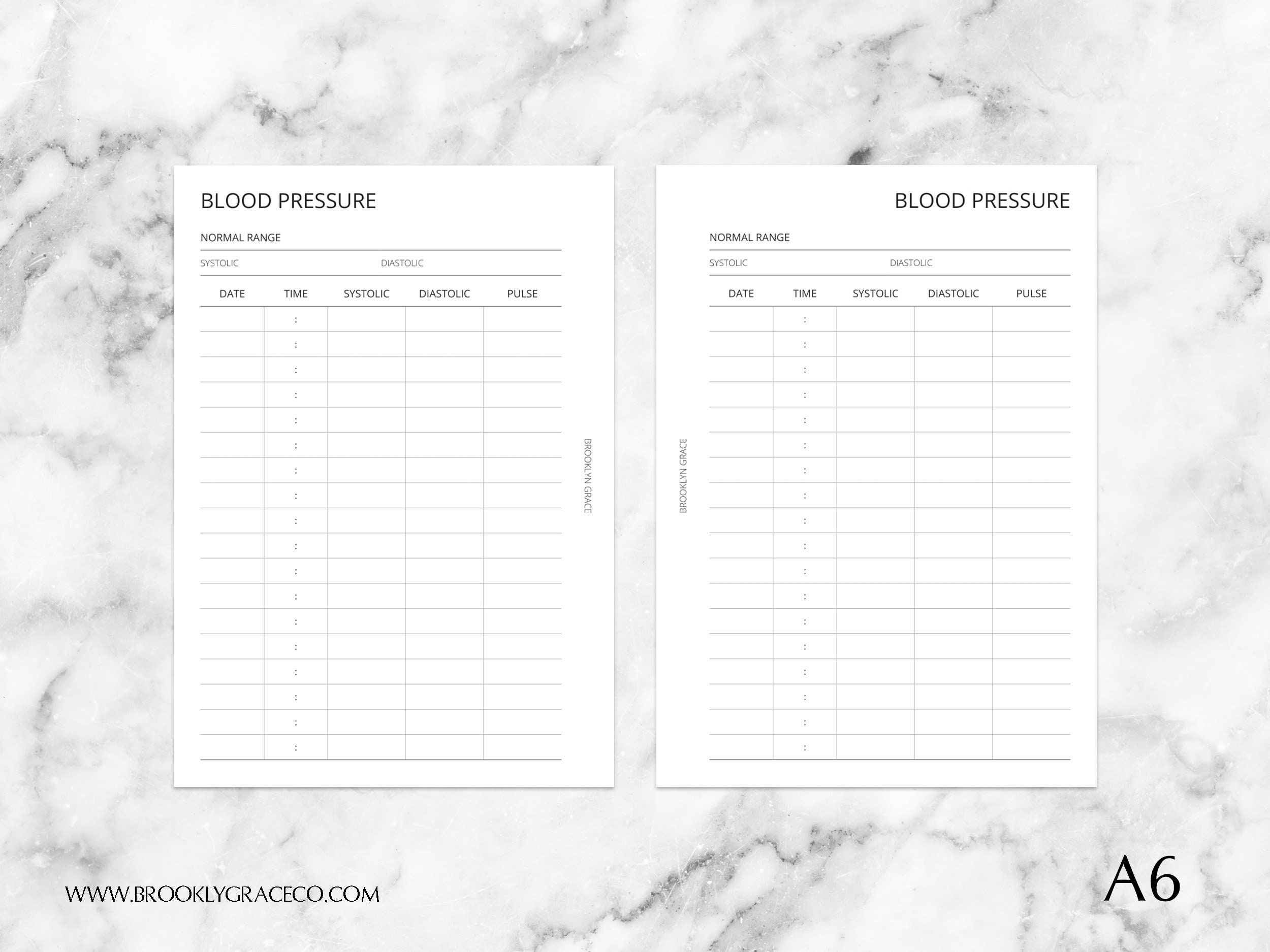 True A6 PRINTABLE Blood Pressure Planner Insert - Etsy