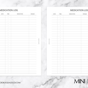 Mini HP PRINTABLE Medication Log Planner Insert