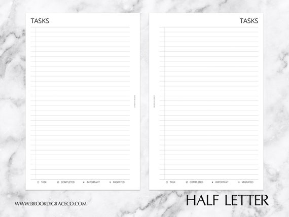 Half Letter PRINTABLE Task Planner Insert - Etsy