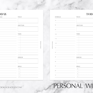 Personal Wide PRINTABLE Undated Daily Planner Insert (NEW STYLE)