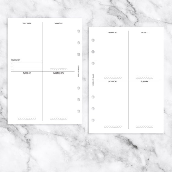 B6 Ring Planner PRINTABLE Undated Vertical Weekly wo2p | Etsy