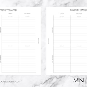 Mini HP PRINTABLE Priority Matrix Productivity Planner Insert