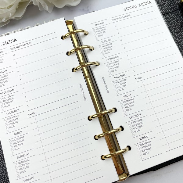 Social Media Planner Insert || Available in Pocket, Personal, True a6, a5, & Half Letter