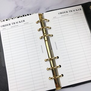 Order Tracker Planner Inserts (NEW STYLE) || Available in Pocket, Personal, Personal Wide, True a6, a5, & Half Letter