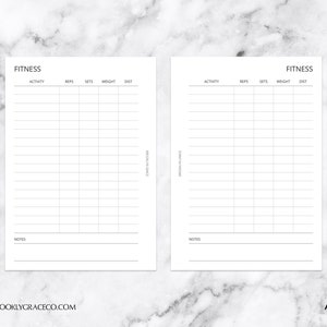 True a6 PRINTABLE Fitness Log Planner Insert