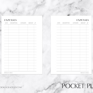 Pocket Plus PRINTABLE Expenses Planner Insert