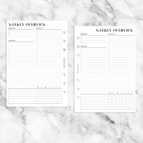 Weekly Planner Calendar A5 Planner Inserts Printable Week on - Etsy