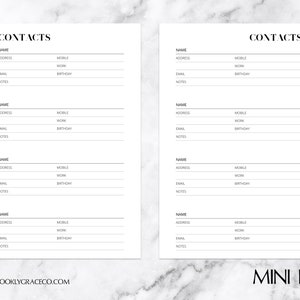 Mini HP PRINTABLE Contacts Planner Insert