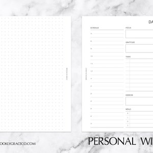 Personal Wide PRINTABLE Day on 2 Pages Planner Insert