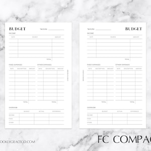 FC Compact PRINTABLE Budget Planner Insert (NEW)