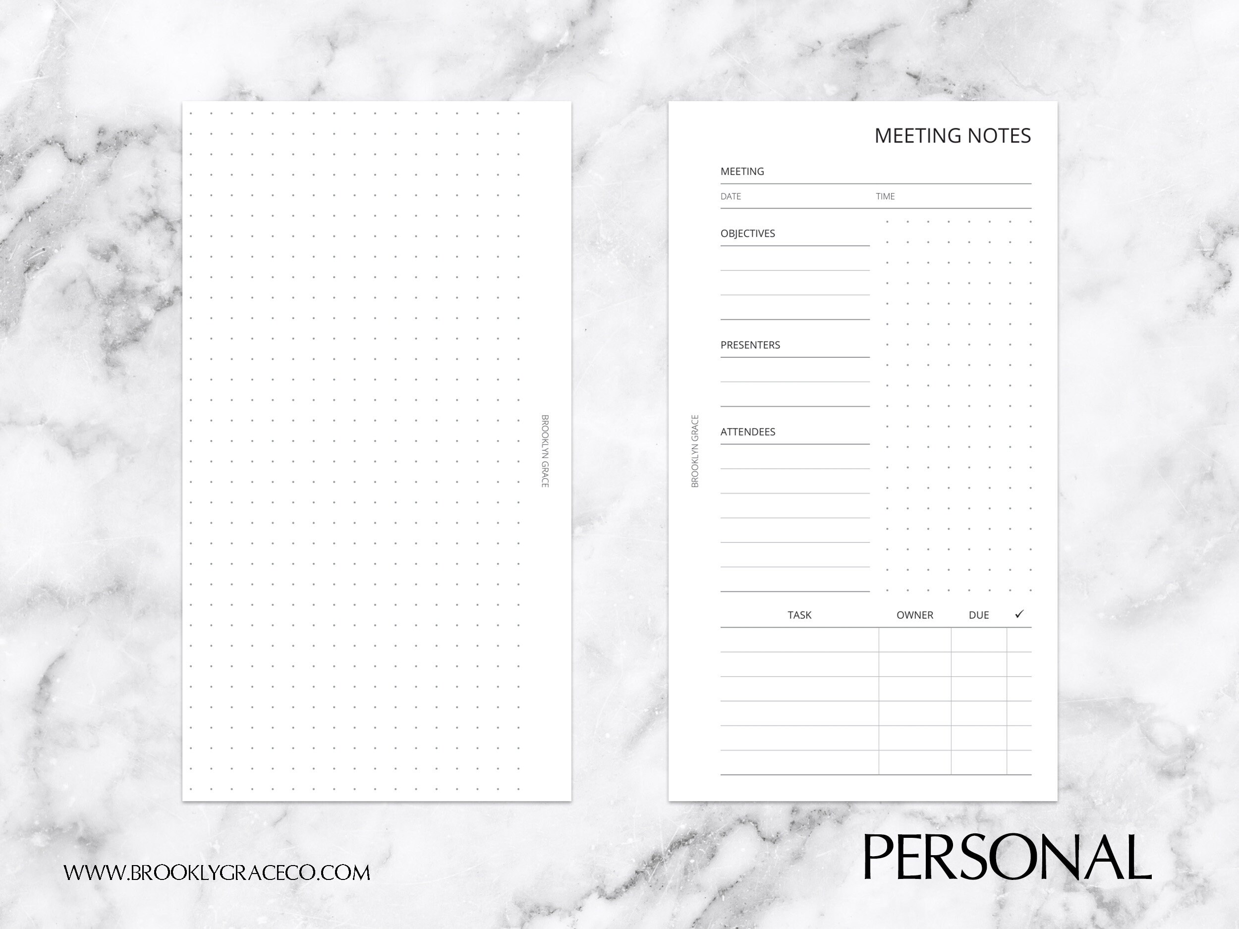 Personal PRINTABLE Meeting Notes Planner Insert
