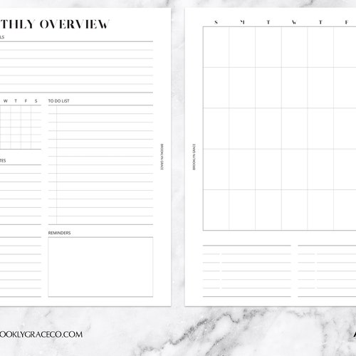 Undated Monthly Planner A5 Inserts Printable Monthly Template - Etsy