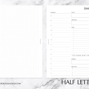 Half Letter PRINTABLE Day on 2 Pages Planner Insert